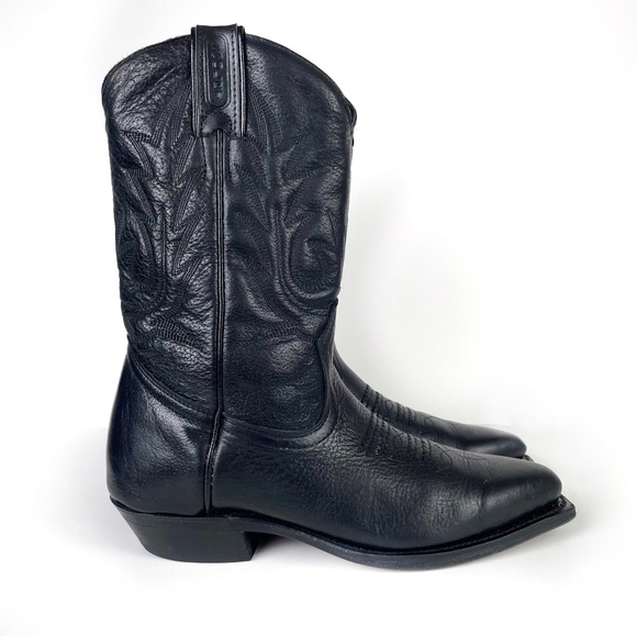 Boulet Shoes - Boulet Cowboy Cowgirl Western Black Leather Classic Boots